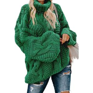 imageDokotoo Womens Turtle Neck Sweater Fashion 2025 Loose Casual Cozy Chunky Pullover TopsA Green