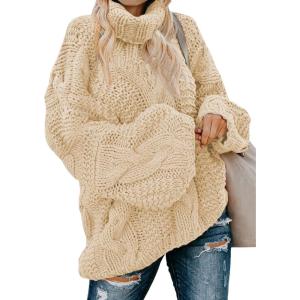 imageDokotoo Womens Turtle Neck Sweater Fashion 2025 Loose Casual Cozy Chunky Pullover TopsA White