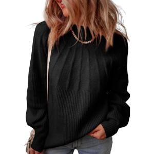 imageDokotoo Womens Turtleneck Oversized Sweaters Long Sleeve Pullover Knit Mock Neck TopsBlack