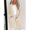 imageDokotoo Long Cardigans for Women Open Front 2025 Long Sleeves Lightweight Fall Sweaters with PocketsBeige