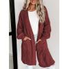imageDokotoo Long Cardigans for Women Open Front 2025 Long Sleeves Lightweight Fall Sweaters with PocketsBurgundy