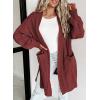 imageDokotoo Long Cardigans for Women Open Front 2025 Long Sleeves Lightweight Fall Sweaters with PocketsBurgundy
