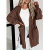imageDokotoo Long Cardigans for Women Open Front 2025 Long Sleeves Lightweight Fall Sweaters with PocketsCoffee