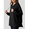imageDokotoo Oversized Hoodies for Women Casual Long Sleeve Waffle Knit Drawstring Side Slit Pullover Sweatshirts with PocketBlack