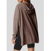 imageDokotoo Oversized Hoodies for Women Casual Long Sleeve Waffle Knit Drawstring Side Slit Pullover Sweatshirts with PocketBrown
