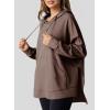 imageDokotoo Oversized Hoodies for Women Casual Long Sleeve Waffle Knit Drawstring Side Slit Pullover Sweatshirts with PocketBrown