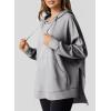 imageDokotoo Oversized Hoodies for Women Casual Long Sleeve Waffle Knit Drawstring Side Slit Pullover Sweatshirts with PocketGrey