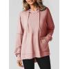 imageDokotoo Oversized Hoodies for Women Casual Long Sleeve Waffle Knit Drawstring Side Slit Pullover Sweatshirts with PocketPink
