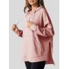 imageDokotoo Oversized Hoodies for Women Casual Long Sleeve Waffle Knit Drawstring Side Slit Pullover Sweatshirts with PocketPink