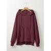 imageDokotoo Oversized Hoodies for Women Casual Long Sleeve Waffle Knit Drawstring Side Slit Pullover Sweatshirts with PocketRed