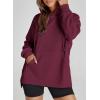 imageDokotoo Oversized Hoodies for Women Casual Long Sleeve Waffle Knit Drawstring Side Slit Pullover Sweatshirts with PocketRed