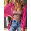 imageDokotoo Summer Lightweight Cardigan 2024 Spring Fashion 34 Length Sleeve HollowOut Knit Beach Cover Ups CardigansRose Red