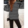 imageDokotoo Sweaters for Women Crewneck Long Sleeve Striped Color Block Loose Knit Pullover Sweater TopsBlack