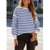 imageDokotoo Sweaters for Women Crewneck Long Sleeve Striped Color Block Loose Knit Pullover Sweater TopsBlue