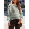 imageDokotoo Sweaters for Women Crewneck Long Sleeve Striped Color Block Loose Knit Pullover Sweater TopsGreen