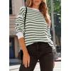 imageDokotoo Sweaters for Women Crewneck Long Sleeve Striped Color Block Loose Knit Pullover Sweater TopsGreen