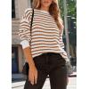 imageDokotoo Sweaters for Women Crewneck Long Sleeve Striped Color Block Loose Knit Pullover Sweater TopsOrange