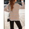 imageDokotoo Sweaters for Women Crewneck Long Sleeve Striped Color Block Loose Knit Pullover Sweater TopsOrange