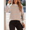 imageDokotoo Sweaters for Women Crewneck Long Sleeve Striped Color Block Loose Knit Pullover Sweater TopsOrange