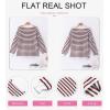 imageDokotoo Sweaters for Women Crewneck Long Sleeve Striped Color Block Loose Knit Pullover Sweater TopsRed