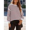 imageDokotoo Sweaters for Women Crewneck Long Sleeve Striped Color Block Loose Knit Pullover Sweater TopsRed
