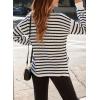 imageDokotoo Sweaters for Women Crewneck Long Sleeve Striped Color Block Loose Knit Pullover Sweater TopsWhite