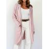 imageDokotoo Womens Casual Long Cardigan Sweaters 2024 Winter Coats Fall Jacket Knit Coatigan Outwear with PocketsApricot Pink