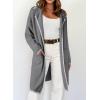 imageDokotoo Womens Casual Long Cardigan Sweaters 2024 Winter Coats Fall Jacket Knit Coatigan Outwear with PocketsMedium Grey