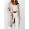 imageDokotoo Womens Casual Long Cardigan Sweaters 2024 Winter Coats Fall Jacket Knit Coatigan Outwear with PocketsPale Khaki