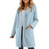imageDokotoo Womens Casual Long Cardigan Sweaters 2024 Winter Coats Fall Jacket Knit Coatigan Outwear with PocketsSky Blue