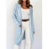 imageDokotoo Womens Casual Long Cardigan Sweaters 2024 Winter Coats Fall Jacket Knit Coatigan Outwear with PocketsSky Blue
