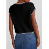 imageDokotoo Womens Casual Short Sleeve Loose Tunic Tops Lightweight Knit Spring Pullover Sweater BlousesBlack 2