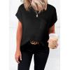 imageDokotoo Womens Casual Short Sleeve Loose Tunic Tops Lightweight Knit Spring Pullover Sweater BlousesBlack