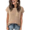 imageDokotoo Womens Casual Short Sleeve Loose Tunic Tops Lightweight Knit Spring Pullover Sweater BlousesKhaki