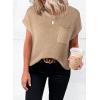 imageDokotoo Womens Casual Short Sleeve Loose Tunic Tops Lightweight Knit Spring Pullover Sweater BlousesKhaki