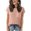 imageDokotoo Womens Casual Short Sleeve Loose Tunic Tops Lightweight Knit Spring Pullover Sweater BlousesLight Pink