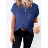 imageDokotoo Womens Casual Short Sleeve Loose Tunic Tops Lightweight Knit Spring Pullover Sweater BlousesNavy Blue