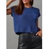 imageDokotoo Womens Casual Short Sleeve Loose Tunic Tops Lightweight Knit Spring Pullover Sweater BlousesNavy Blue