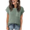 imageDokotoo Womens Casual Short Sleeve Loose Tunic Tops Lightweight Knit Spring Pullover Sweater BlousesSmoke Green