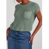 imageDokotoo Womens Casual Short Sleeve Loose Tunic Tops Lightweight Knit Spring Pullover Sweater BlousesSmoke Green