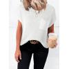 imageDokotoo Womens Casual Short Sleeve Loose Tunic Tops Lightweight Knit Spring Pullover Sweater BlousesWhite