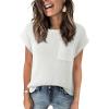 imageDokotoo Womens Casual Short Sleeve Loose Tunic Tops Lightweight Knit Spring Pullover Sweater BlousesWhite