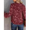 imageDokotoo Womens Casual V Neck Alicia Floral Print Smocked Long Sleeve Chiffon Blouses Bohemian Top ShirtsBiking Red
