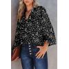 imageDokotoo Womens Casual V Neck Alicia Floral Print Smocked Long Sleeve Chiffon Blouses Bohemian Top ShirtsBlack