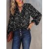 imageDokotoo Womens Casual V Neck Alicia Floral Print Smocked Long Sleeve Chiffon Blouses Bohemian Top ShirtsBlack