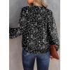 imageDokotoo Womens Casual V Neck Alicia Floral Print Smocked Long Sleeve Chiffon Blouses Bohemian Top ShirtsBlack