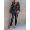 imageDokotoo Womens Casual V Neck Alicia Floral Print Smocked Long Sleeve Chiffon Blouses Bohemian Top ShirtsBlack