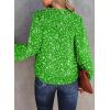 imageDokotoo Womens Casual V Neck Alicia Floral Print Smocked Long Sleeve Chiffon Blouses Bohemian Top ShirtsGrass Green