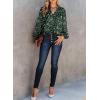 imageDokotoo Womens Casual V Neck Alicia Floral Print Smocked Long Sleeve Chiffon Blouses Bohemian Top ShirtsGreen