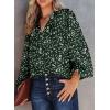 imageDokotoo Womens Casual V Neck Alicia Floral Print Smocked Long Sleeve Chiffon Blouses Bohemian Top ShirtsGreen
